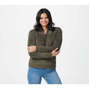 Barefoot dreams cozychic shearling half zip pullover S